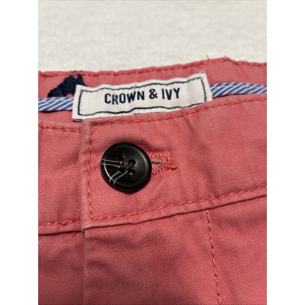 Crown & Ivy Shorts Men's 38 Pink AOP Blue Roosters Preppy Summer Casual Flare - Picture 2 of 7